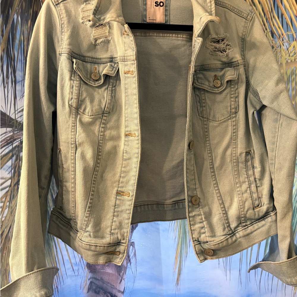 SO Light Blue Ripped Denim Jacket